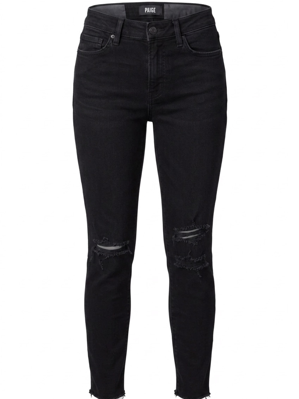 PAIGE Margot Ankle Sz 25 Black High-Rise Distressed Skinny Jeans